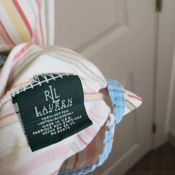 Ralph Lauren Pillowcase 100% Cotton Striped Red Yellow Blue Vintage Harbor View - Picture 5 of 5